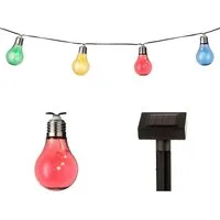 Lumineo LED-Girlande, LED Solar Lichterkette Glühbirnen 4,5m Kunststoff Bunt / Warmweiß