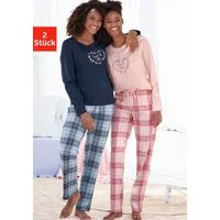 Vivance Dreams by Lascana Pyjama (Packung, 4 tlg., 2 Stück) mit Karo- und Blumendruck im Doppelpack