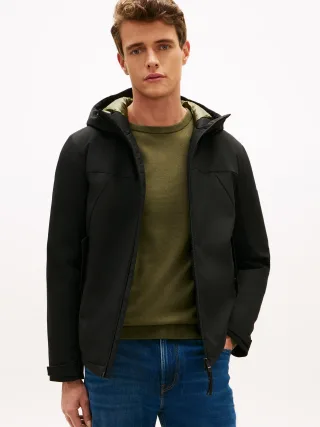 TECH HOODED SHORT PADDED JACKET black - Gr. - XXL
