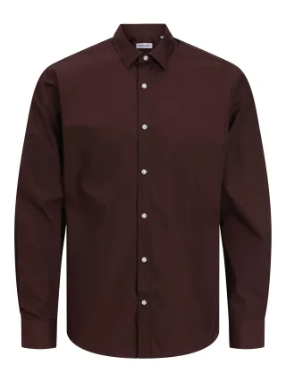 JACK&JONES - JJEJOE SHIRT LS PLAIN NOOS Bitter Chocolate - Gr. - XL