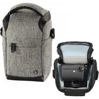 Hama Kameratasche Kamera-Tasche Grau Foto-Tasche Universal, Case Schultergurt Tragegriff Zubehör-Fächer Digitalkamera Systemkamera