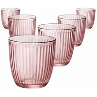 Bormioli Rocco Glas 6er Set - Wasserglas Line Acqua 290 ml (Farbe: Rosa)