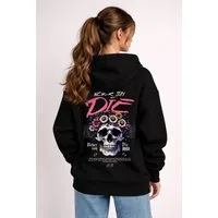 Banco Hoodie Damen Langarm Pullover – Schwarzer Kapuzenpullover mit Rückenprint Hochwertiger Rückenprint, Streetwear Look