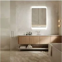 HOKO Badspiegel mit beleuchtung+Uhr+Antifog, 50x70/60x80/100*60 cm badezimmerspiegel (mit licht, Warmweiß - Kaltweiß - Neutral. Licht mit Touch Schalter und mit Wandschalter einschaltbar. Memory-Funktion.IP44, 5mm HD Glass)
