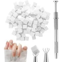 FOUORTUNATE-BEE Nageldesign Zubehör 100x Nail Art Schwämme Set mit Halter Ombre Nail Zubehör, Nail Art Schwamm Set 100 Stück mit Klammer Ombre Werkzeug