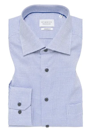 ETERNA - Hemd Natté Langarm blau - Gr. - 44/Langarm - 65cm