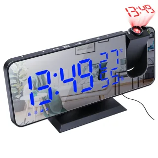 LED Mirror Alarm Clock Big Screen Temperature and Humidity Display with Radio and Time Projection Function Electronic Cl