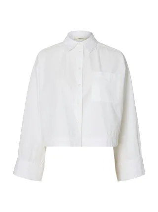 selected women - SLWASTHA LS CROPPED BOXY SHIRT NOOS Bright White - Gr. - 40