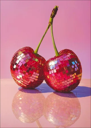 Aludibondbild GLITTER CHERRY