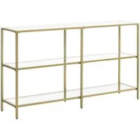 VASAGLE Konsolentisch mit 3 Hartglas-Ablagen, Beistelltisch, Flurtisch, Breite100/130cm