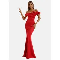 Moda Minx Jerseykleid Alaia Off Shoulder Dress mit stilvollem Rüschen-Element