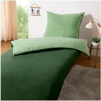 heimtexland Bettwäsche kuschelige Winter Wende-Bettwäsche Cashmere Touch, Microfaser, 2 teilig, Kopfkissen 80x80 I Bettdecke 135x200 I salbei