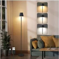 ZMH LED Stehlampe Wohnzimmer Dimmbar Modern Kabellos 125 cm Standleuchte Büro, Augenschutz, Einfache Installtion Außen, LED fest integriert, 3000-6500K, Schwarz USB Akku mit 3 Farbtemperaturen Standleuchte Schlafzimmer