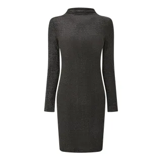 Pieces - Bodycon Kleid für Damen, Hoher Kragen, Jerseyware (Schwarz)