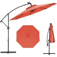 COSTWAY Sonnenschirm, LxB: 300,00x300,00 cm, mit LED, Kurbel, neigbar