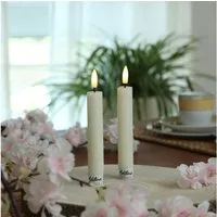Adilina LED-Kerze LED Stabkerzen Tafelkerzen Dinner Spitzkerzen rustikal 16cm creme 2St (2-tlg)