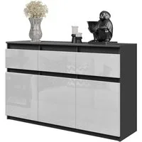 Furnica Kommode NOAH, 3 Schubladen und 3 Türen - Anthrazit Grau H75cm B120cm T35cm