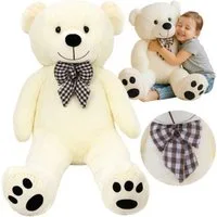 KRUZZEL Kuscheltier Teddybär 100 cm Kuscheltier Plüschtier für Kinder und Erwachsene (Teddybär Kuscheltier 100 cm Plüschtier mit Schleife für Kinder, Plüschtier Teddybär 100 cm weich mit Schleife für Kinder), Großformatiges Kuscheltier Dekorative Sch