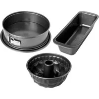 Birkmann Backform EASY BAKING, 3-teilig, Anthrazit, Karbonstahl, (Set), antihaftbeschichtet