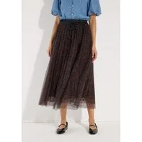 MORE&MORE A-Linien-Rock trendiger Maxi-Meshrock, Leoprint