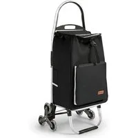 Sekey Einkaufstrolley Aluminium 2-in-1 Faltbar Einkaufstrolley Treppensteiger mit Kühltasche, 50 l zusammenklappbarer Transportwagen Treppensteiger Einkaufswagen