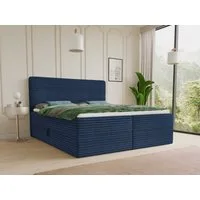 Sofnet Boxbett Mollo (mit zwei Bettkästen, Bonell-Matratze und Topper), Doppelbett, Polsterbett mit Kopfteil, Boxspringbett, Cordstoff