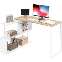 Woltu Schreibtisch (1-St), Bürotisch mit Ablagen, 120x100x74cm(BxTxH), MDF