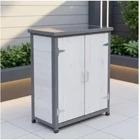 Melko Garten-Geräteschrank Geräteschrank Gartenschuppen Gartenschrank Aufbewahrungsschrank, BxT: 75x40 cm, Dezente Panel-Optik in modernem weiß/grau