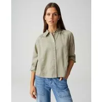 OPUS Hemdbluse Hemdbluse aus fließendem Lyocell Lockere Passform, glatter Fall, abgesteppte Teilungsnähte