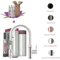 QUOOKER Küchenarmatur Quooker PRO3 & CUBE, Flex inkl. Cube-Filter (4x CO₂ gratis) (Spar-Set, Armatur mit PRO3 und CUBE für kochendes, gekühltes, sprudelndes Wasser) Kochendwasser, Sprudel, stilles wasser, Kindersicherung, Flexschlauch