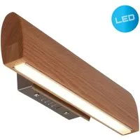 näve LED Wandleuchte Rondo, LED fest integriert, Warmweiß, Schirm Eichenholz, L: 35cm, warmweißes Licht, abgerundete Form