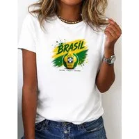 RMK T-Shirt Damen Shirt Rundhals Fußball Brasil WM aus Baumwolle