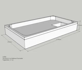Neuesbad Wannenträger für Kaldewei Duschplan 70x120x6,5 SD21821