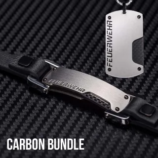 CARBON Armband + Halskette im SPARSET OHNE Gravur | nicht personalisiert