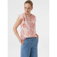 comma Blusentop Bluse Strukturierte Bluse mit Volantärmeln