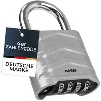 HMF Vorhängeschloss Zahlenschloss Vorhängeschloss, Schloss mit 4-stelligem Zahlencode, aus Aluminiumlegierung, 5,6 x 2,6 x 8,7 cm, Silber