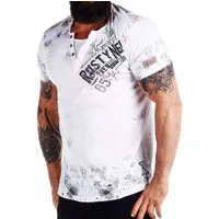 R-NEAL T-Shirt Original T-Shirt Rundhals X V-Neck Shirt Verwaschen Vintage Oil Washed