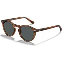 LuxusKollektion Retrosonnenbrille Sonnenbrille Herren Polarisiert H17 Gestreifter Teerahmen Graue Gläser