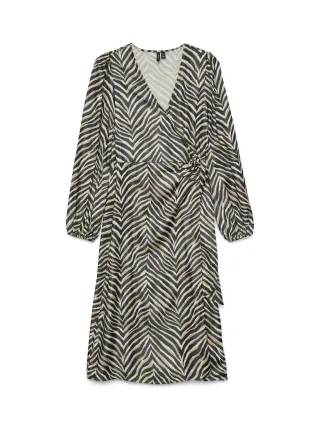 VERO MODA - VMVINA SONYA LS CALF WRAP DRESS WVN GA Black - Gr. - XL