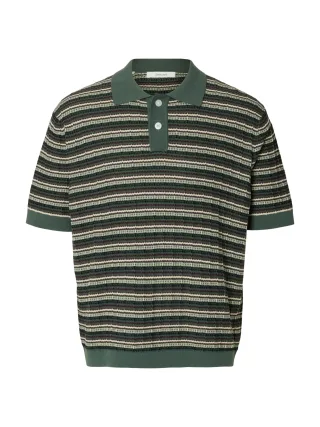 SELECTED MEN - SLHDANE SS KNIT COLOR STRUCTURE POLO balsam green - Gr. - XL