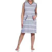 Normann Nachthemd Damen Achselträger Nachthemd Strandkleid in maritimer Streifenoptik