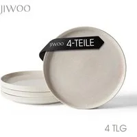 JIWOO Speiseteller 4er Ø27,7 cm, Frühstücksteller Pastateller Steakteller Salatteller, (4 St), 10 Zoll Keramik Tellerset Weiß Plate Mikrowellen spülmaschinenfest