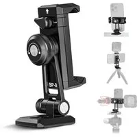 Neewer Handy-Halterung SP-02 Metall Handy Stativ Mount Adapter Halterung, mit Arca Basis, (bis 3.8 Zoll, Packung, 270° Drehung, 2 kalte Schuhe, Telefonhalterklemme für iPhone Samsung)