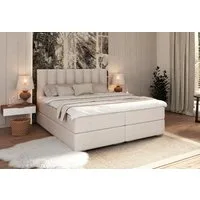 FDM Boxspringbett HEBRON Boxspring Komplettbett Polsterbett Trinity Federkernmatratze (verfügbar 140x200 160x200 180x200cm, Bettrahmen, Bett, mit großen gepolsterten Kopfteil, mit Bettkasten zum aufklappen)