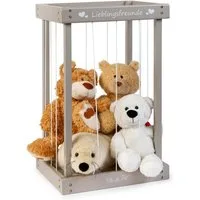 ELLA & PIET® Spielzeugtruhe Plüschtier-Box aus Holz zur Aufbewahrung von Kuscheltieren (Schlamm), Mein Zoo, Kuscheltieraufbewahrung, Spielzeugkiste, Spielzeugtruhe