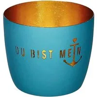 Giftcompany Windlicht Madras Windlicht M Du bist mein Anker powder blue/gold 8,5cm