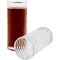 Almina Gläser-Set Terra Grande Longdrinkgläser 320 ml - 6-teiliges Set in Relief-Design, 6-tlg., Glas