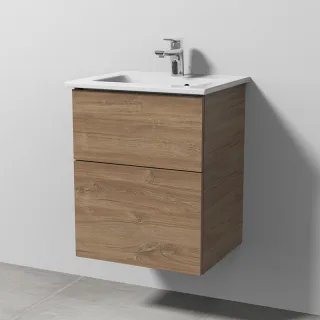 Sanipa 3way Keramik-Set Venticello Keramik-Waschtisch und Unterbau mit 2 Auszügen, Eiche-Kansas SM32059