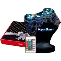 Geschenkelampe LED Nachttischlampe Spielkonsole Joystick 3D Gravur mehrfarbige Nachttischlampe, Leuchte 7 Farben fest integriert, Geburtstagsgeschenk für Freunde, Gamer