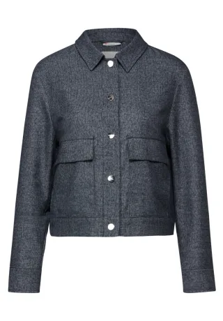 Street One - Cropped Melange-Look Jacke blau - Gr. - 44